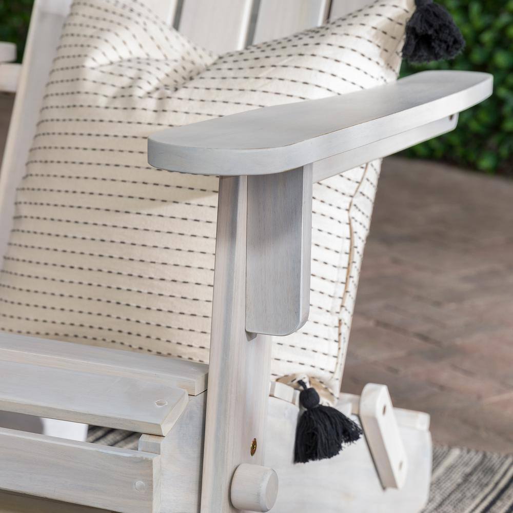 White Wash Acacia Wood Outdoor Adirondack Chair with Arms