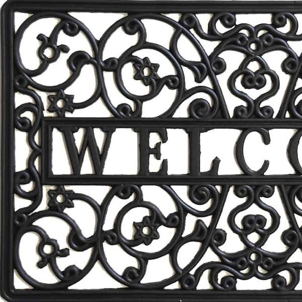 Black 30 in. x 18 in. Rubber Non-Slip Indoor/Outdoor Door Mat