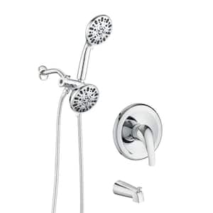 7-Spray Patterns with 1.8 GPM 4.72 in. Wall Mount Fixed Shower Head with Tub Spout in Chrome