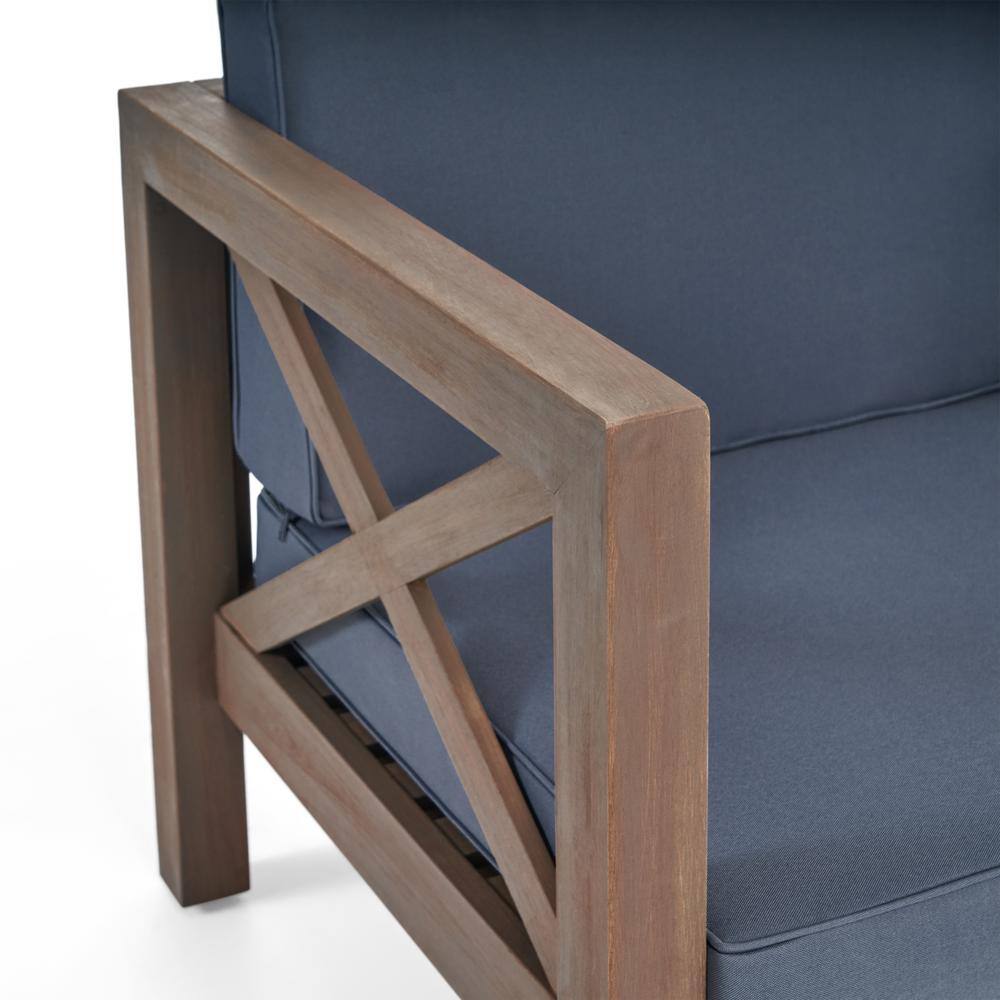 Mid-Century Modern Acacia Wood Lounge Chair in Gray