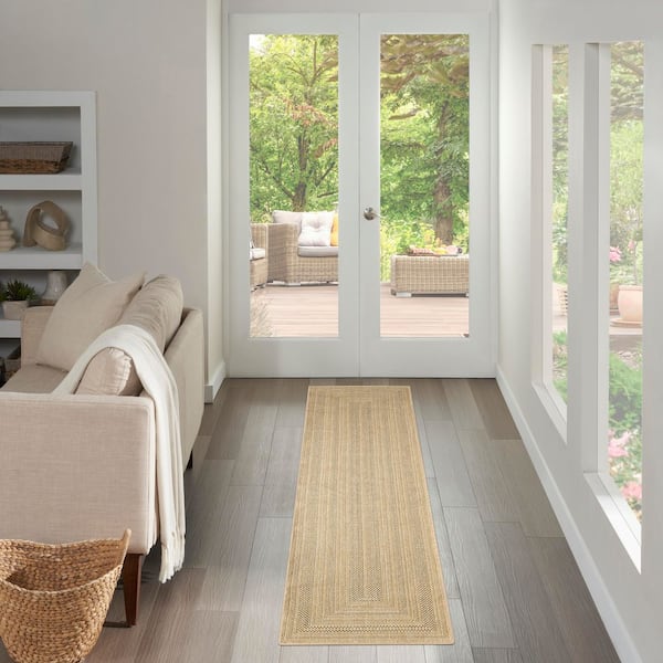 Tulum Taupe Grey 2 ft. x 10 ft. Linear Contemporary Runner Area Rug