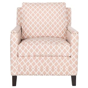 Buckler Light Pink/White Leather Arm Chair