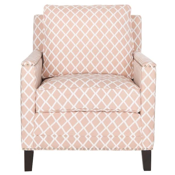 SAFAVIEH Buckler Light Pink/White Leather Arm Chair
