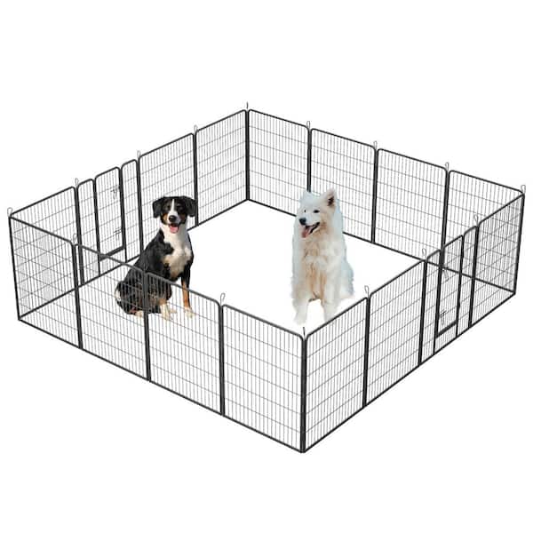Miscool 40 in.H x32 in. W Foldable Heavy-Duty Metal Exercise Pens Indoor Outdoor Pet Fence Playpen Kit (16-Pieces)
