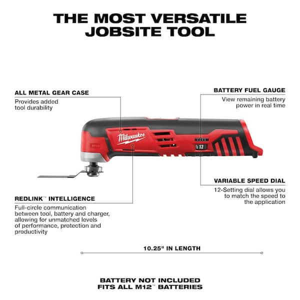 Milwaukee 2426-20-2460-20 M12 12-Volt Lithium-Ion Cordless Oscillating Multi-Tool with M12 12-Volt Lithium-Ion Cordless Rotary Tool