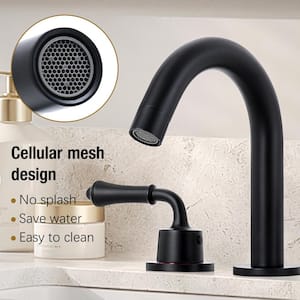 8 in. Widespread 2-Handle Bathroom Faucet with Drain Kit Included and All Mounting Hardware in Matte Black