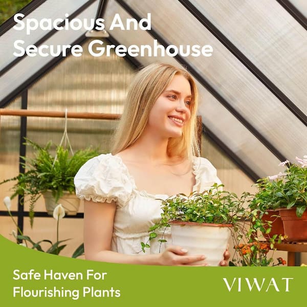 VIWAT 6 ft. W x 7.5 ft. D Greenhouse for Outdoors, Polycarbonate