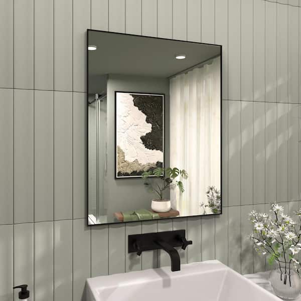 Jem 24 in. W x 30 in. H Rectangular Framed Wall Bathroom Vanity Mirror in Matte Black