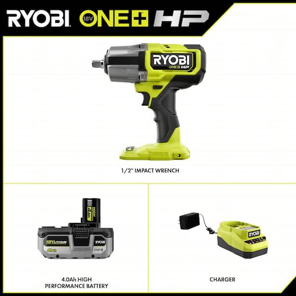 RYOBI ONE+ 18V Cordless 1/2 in. Impact Wrench Kit with 4.0 Ah Battery and  Charger PCL265K1 - The Home Depot