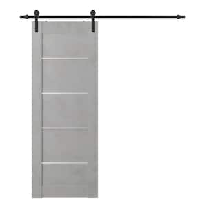 Vona 07 4H 18 in. x 80 in. Light Urban Finished Composite Core Wood Sliding Barn Door with Hardware Kit