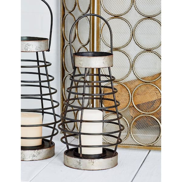 Silver Metal Farmhouse Candle Lantern