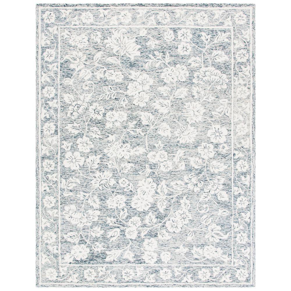 Capri Blue and Ivory Hand-Tufted Wool 8' x 10' Area Rug