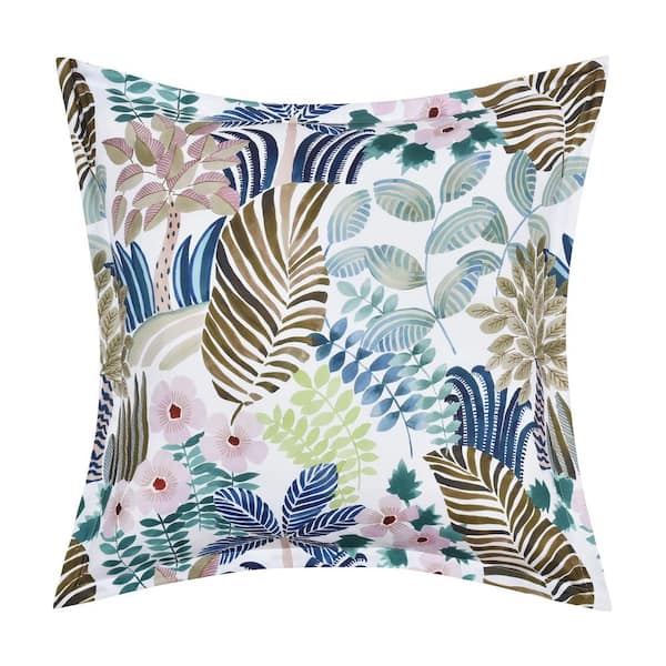 Unbranded Rockaway Teal Leaf Polyester Euro Sham 26 in. L x 26 in. W