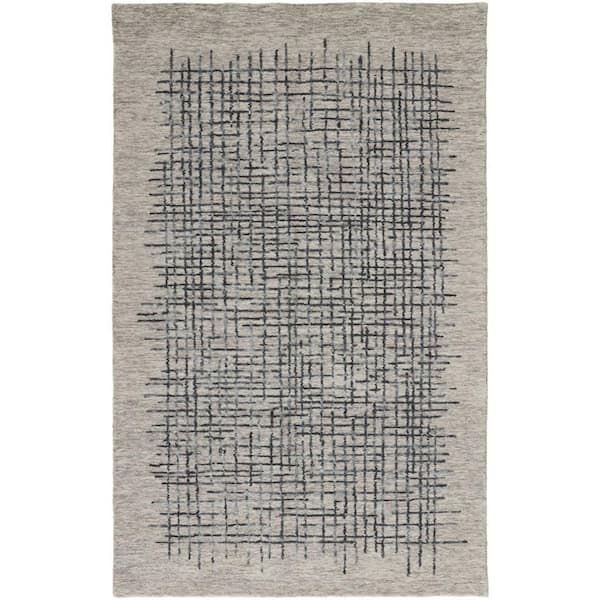 HomeRoots Gray Black and Tan 2 ft. x 3 ft. Plaid Area Rug