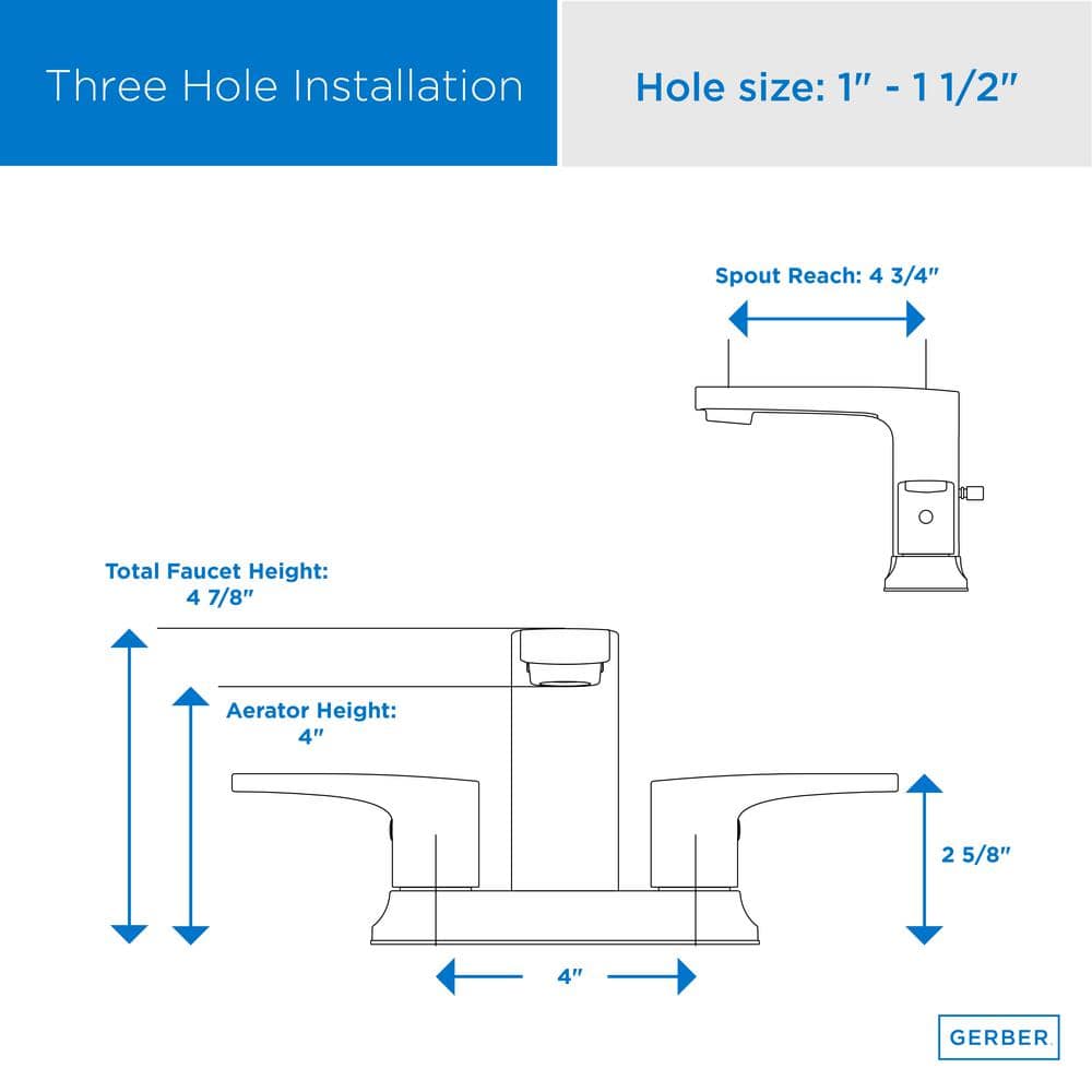Tribune Chrome Double Handle Centerset Bathroom Faucet
