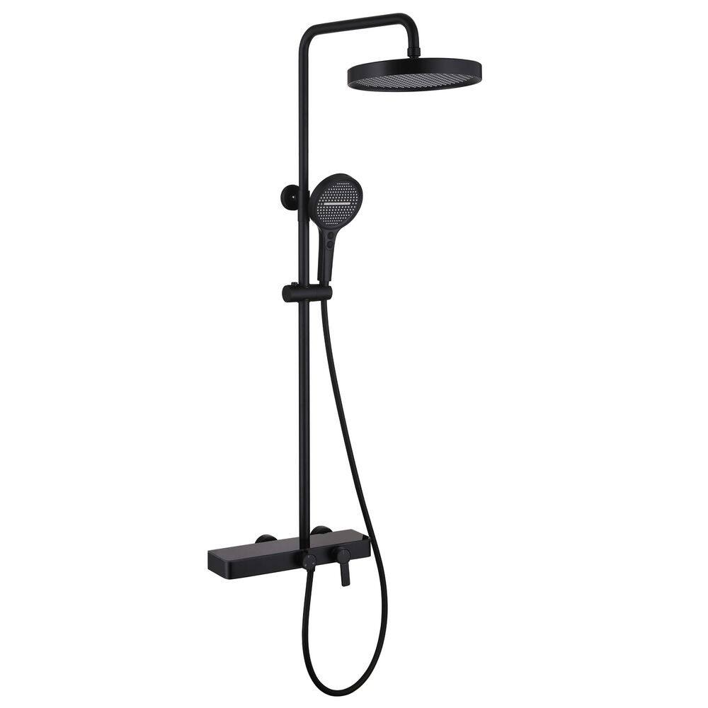 3-Spray Round Wall Bar Shower Kit w/ Hand Shower, Tub Faucet and Rotating Shower Head in Matte Black (Valve Included) price history on PriceWatchPro