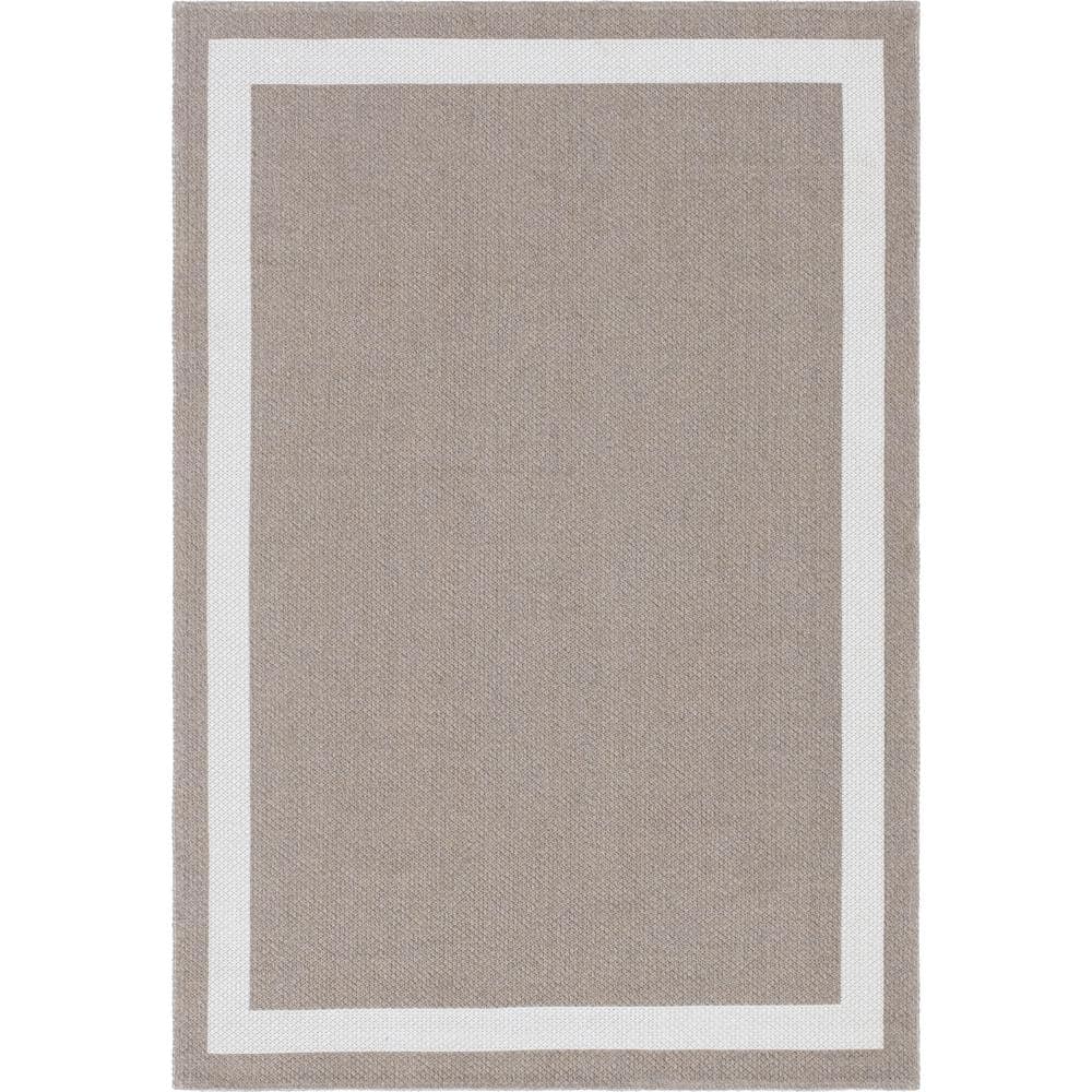 Unique Loom Taupe 5 ft. 2 in. x 7 ft. 5 in. Decatur Border Area Rug 3148182 The Home Depot