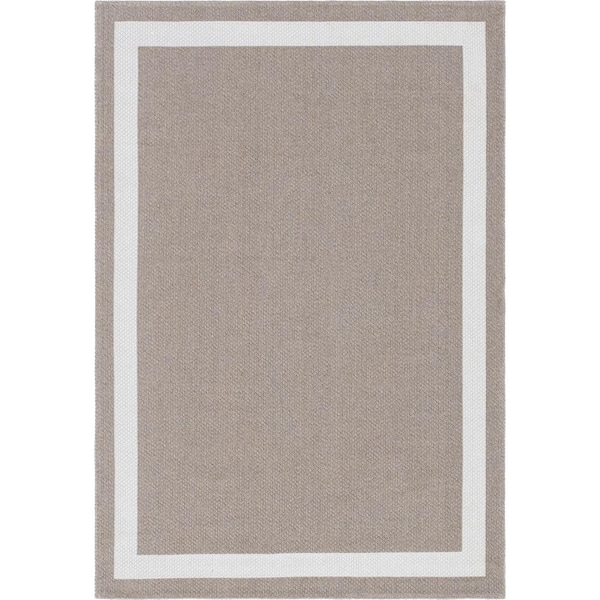 Unique Loom Taupe 5 ft. 2 in. x 7 ft. 5 in. Decatur Border Area Rug