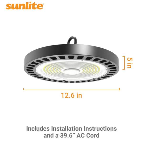 Sunlite 12.6 in. 450 Watt Equivalent Integrated LED Dimmable Black High Bay Light, 5000K