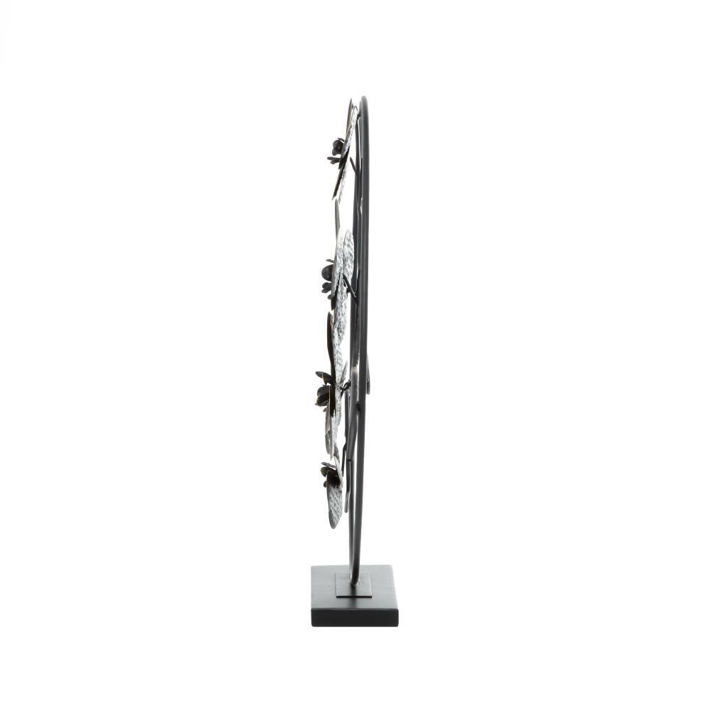 Elegant Black Metal Orchid Floral Sculpture 26"