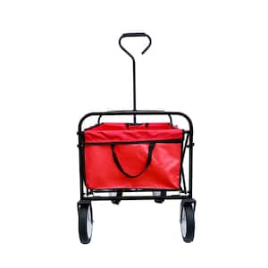 3.6 cu. ft. Steel Red Garden Cart Folding