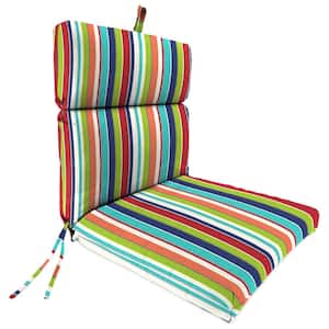 Sunbrella 22" x 44" Carousel Confetti Multicolor Stripe Rectangular French Edge Outdoor Chair Cushion