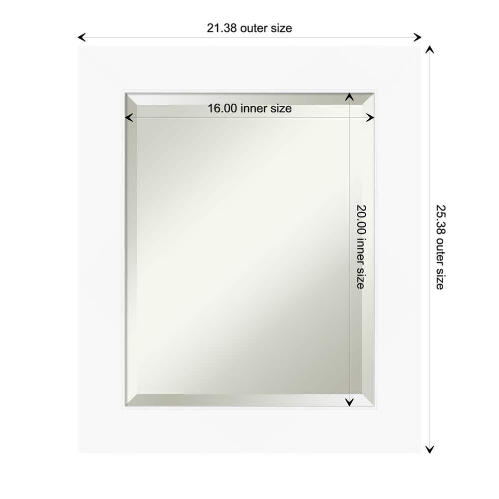 Cabinet White Framed Rectangular Wall Mirror 21.38 x 25.38 Inches