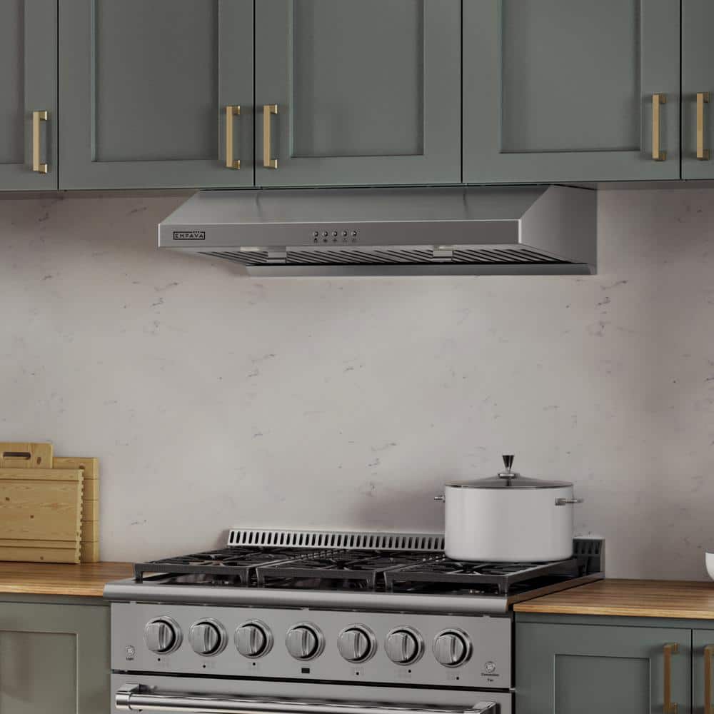Empava 30 in. 400 CFM Ultra Slim Ducted Kitchen Under Cabinet Range Hood with Light in Stainless Steel, Silver