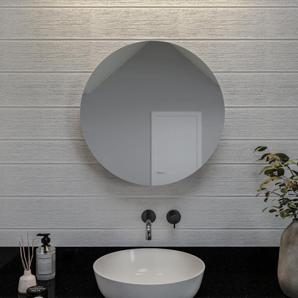 Polished Aluminum Wall-Mounted Bathroom Medicine Cabinet with Mirror