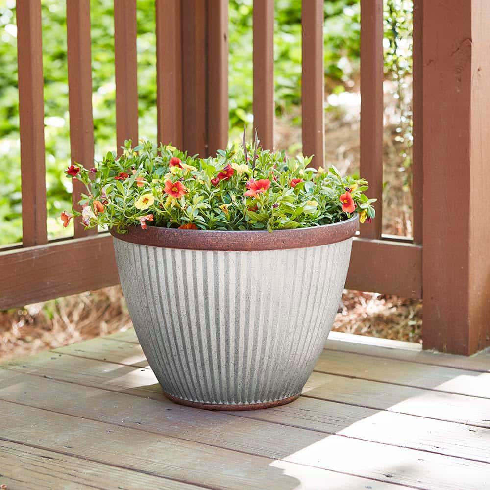 Westlake 20.5" Rustic Brown Resin Outdoor Planter