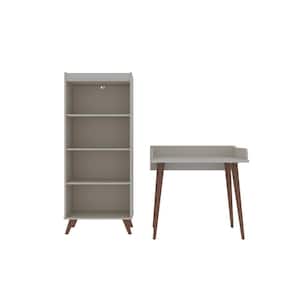 Hampton 2-Piece Off White Home Basic Office Set with 35.43 in. Writing Desk and Bookcase