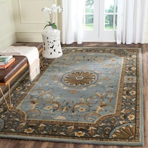 Empire Blue 6 ft. x 9 ft. Border Area Rug