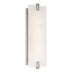 Aizen 1-Light Brushed Nickel LED Wall Sconce with White Faux Alabaster Shade