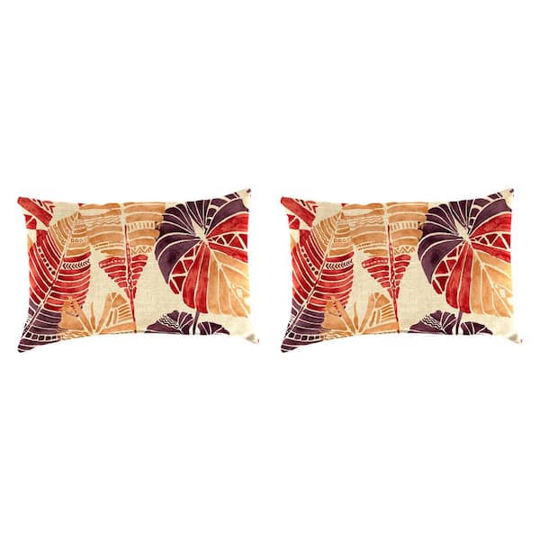 Jordan Manufacturing 18 in. L x 12 in. W x 4 in. T Outdoor Throw Pillow in Hixon Sunset (2-Pack)
