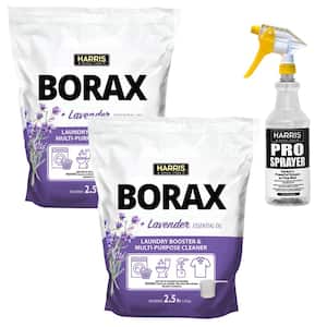 2.5 lbs. Borax Laundry Booster and Multi-Purpose Cleaner with Lavender Essential Oil (2-Pack) and 32 oz. Spray Bottle