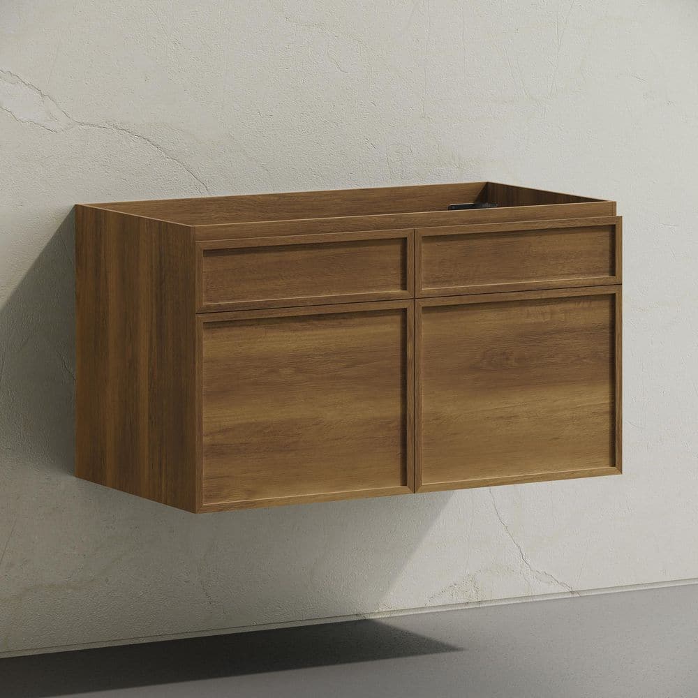 St. Tropez 36 in. Wall-Mounted Bath Vanity Cabinet without Top in Brown Oak price history on PriceWatchPro