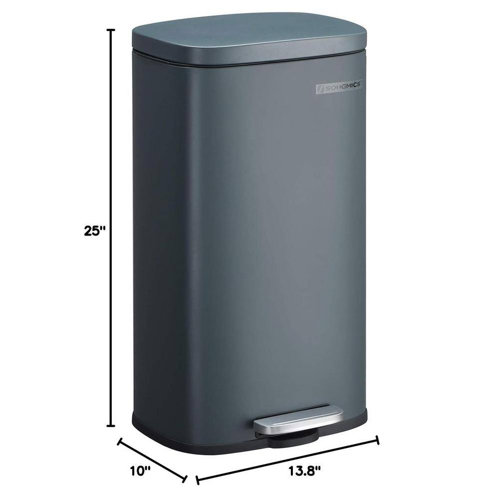 Greenish-Grey Stainless Steel 8-Gallon Step-On Trash Can