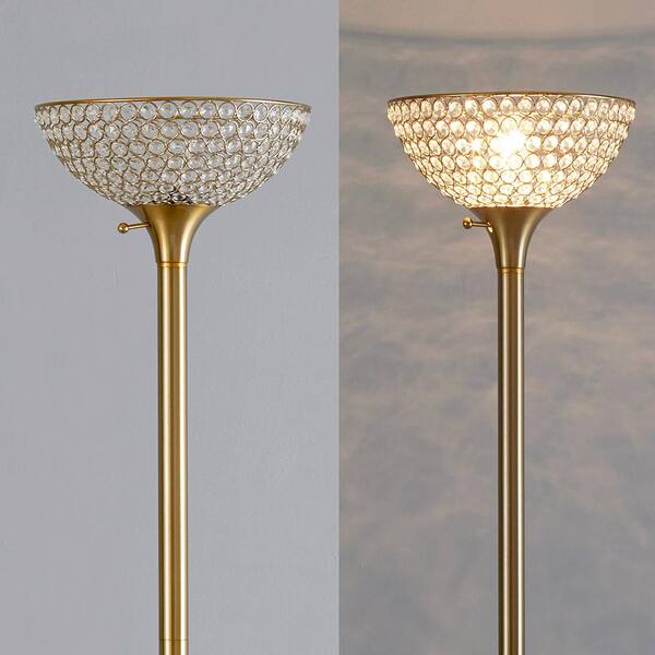 Homeglam Lucie 71 In Antique Brass Crystal Shade Torchiere Floor Lamp Hg2301tf Ab The Home Depot Homeglam Lucie 71 In Antique Brass, Antique Glass Torchiere Floor Lamp Shades