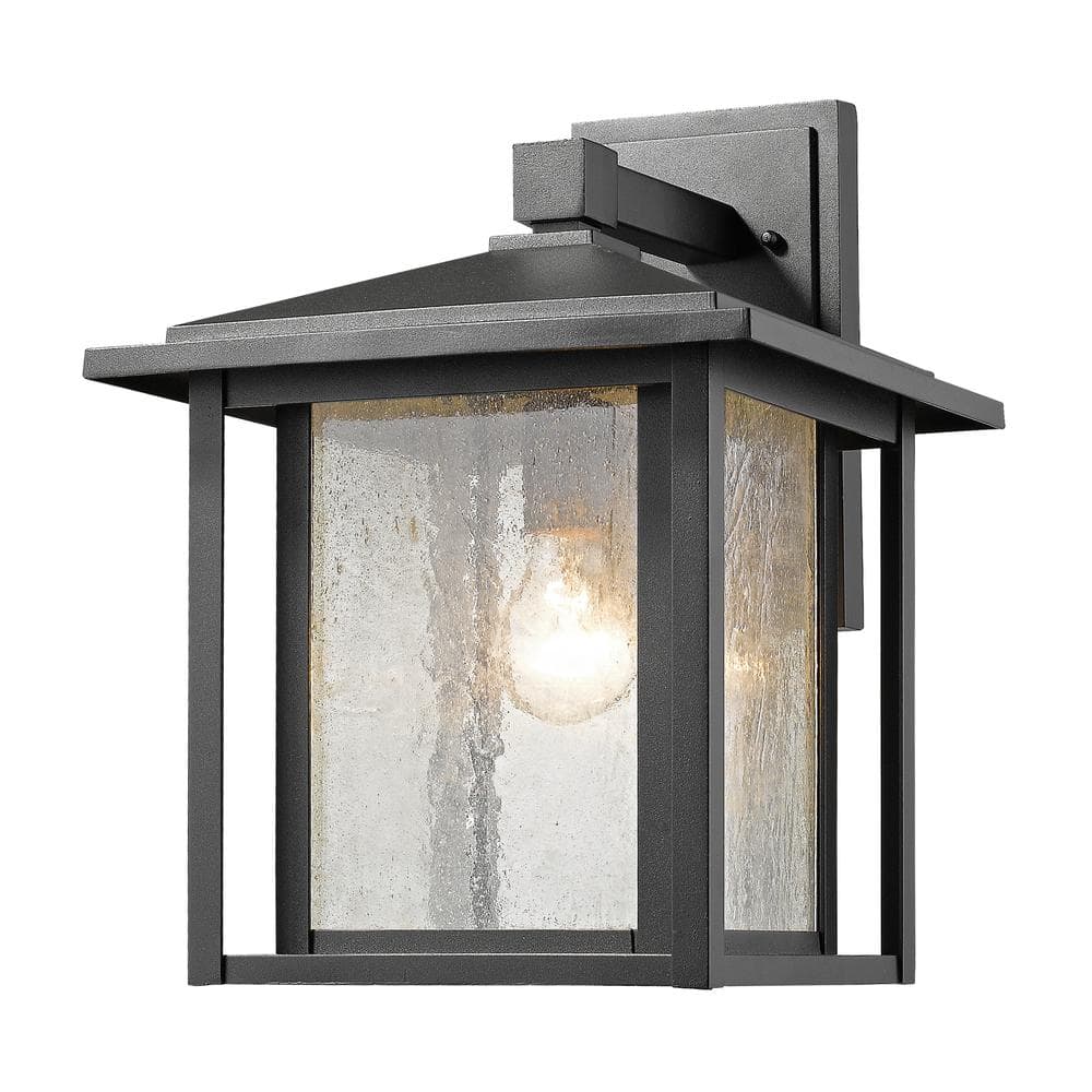 Aspen Black Outdoor Hardwired Lantern Wall Sconce with No Bulbs Included
