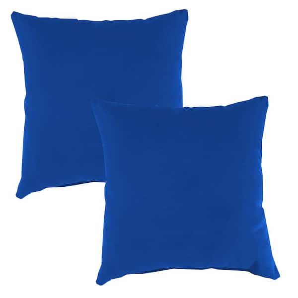 Jordan Manufacturing 20 in. L x 20 in. W x 6 in. T Square Outdoor Throw Pillow in Canvas Cobalt (2-Pack)