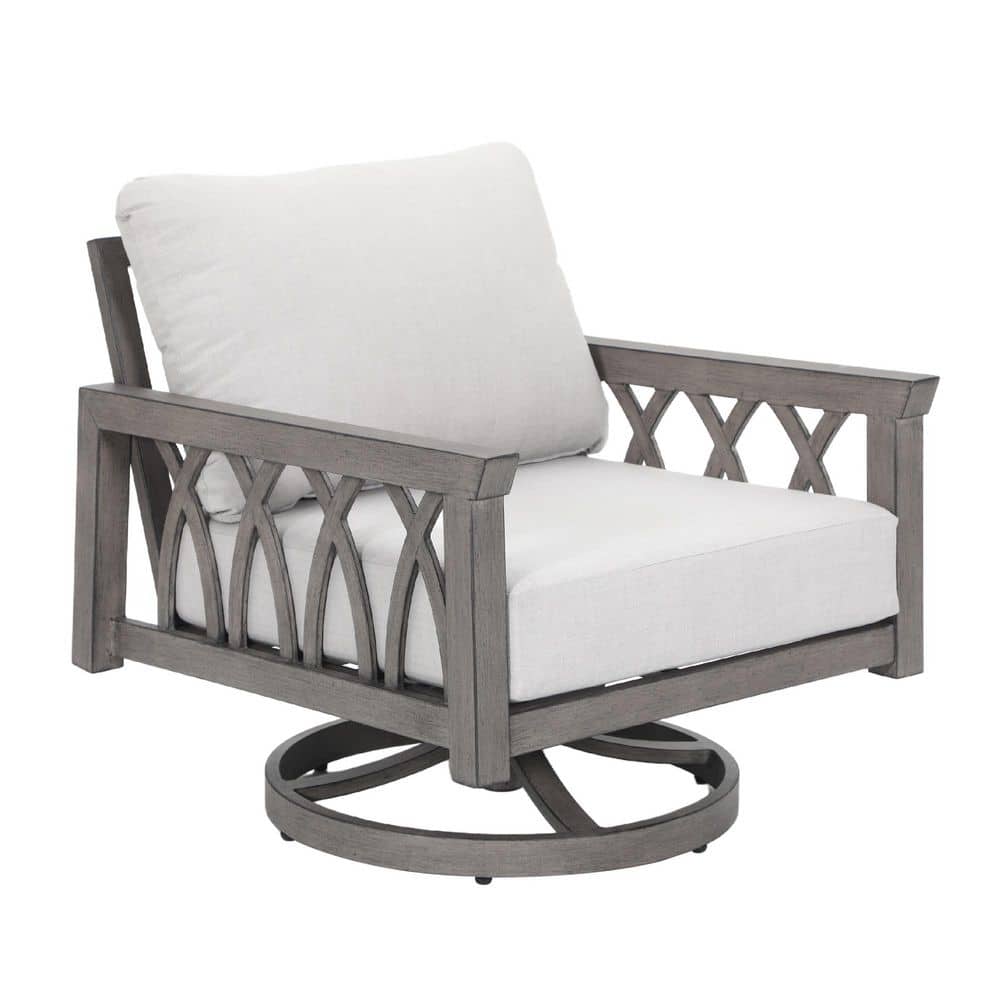 Gray Aluminum Outdoor Chaise Lounge with Swivel Base, All-weather Patio Swi