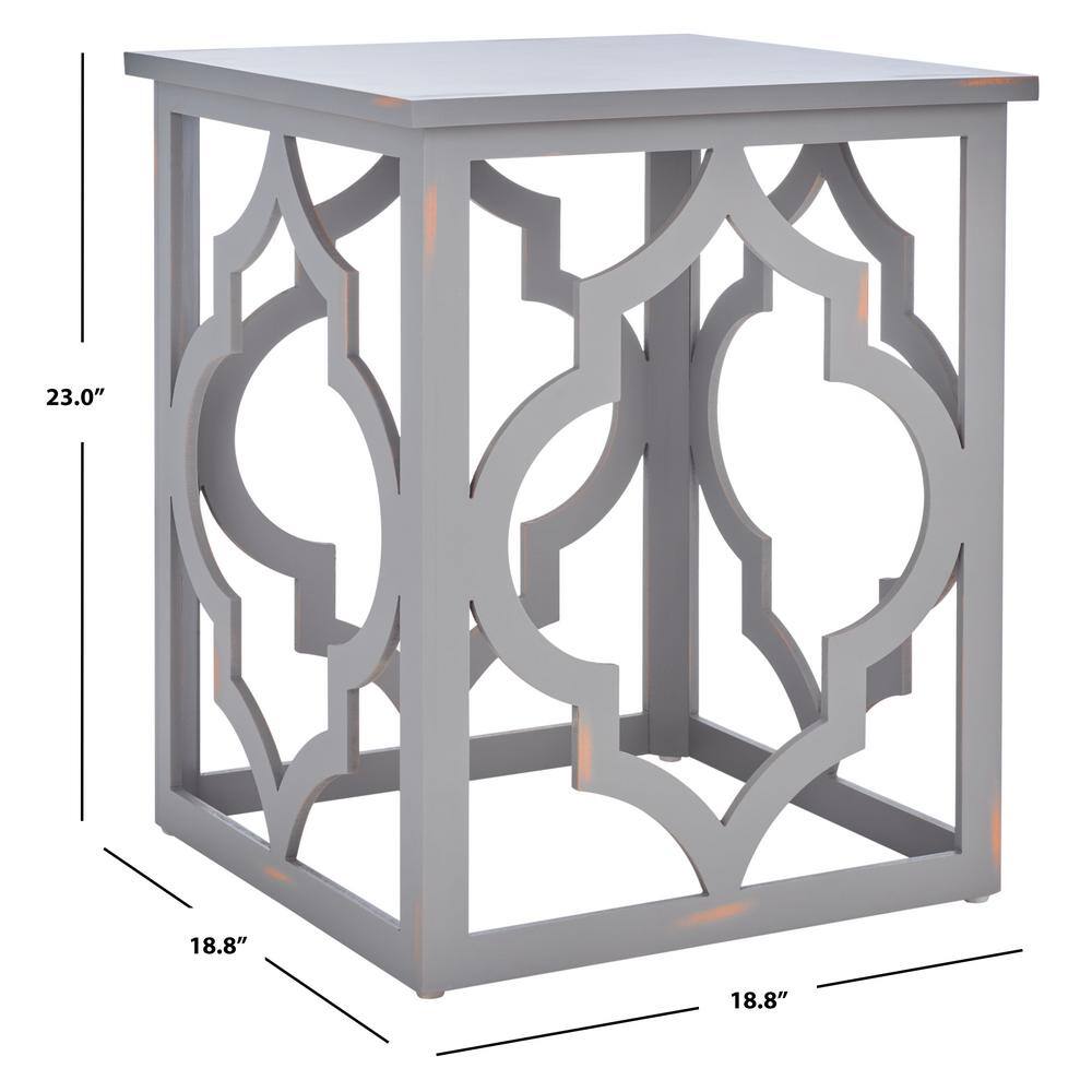 Milo Taupe Wood and Metal Rectangular End Table