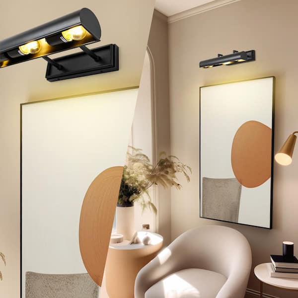 24 in. 4-Light Dimmable LED Hardwired Black Picture Light, Adjustable Bathroom Wall Sconce for Artwork, Poster, Portrait