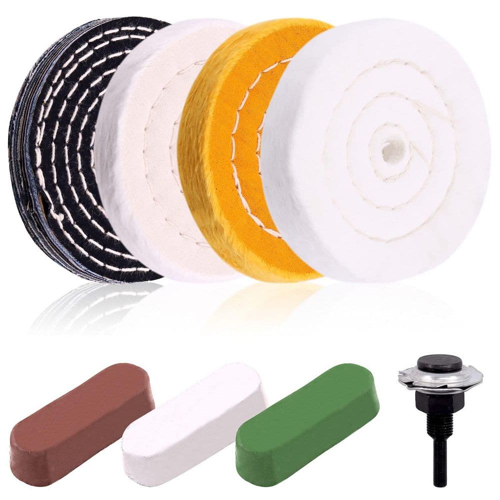 4 in. Cotton Denim Sisal Buffing Polishing Wheel Kit with Compounds for Bench Grinder Polisher 8 Pieces price history on PriceWatchPro
