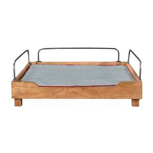 Cockadoodle Small Blue and Natural Finish Wooden Bed