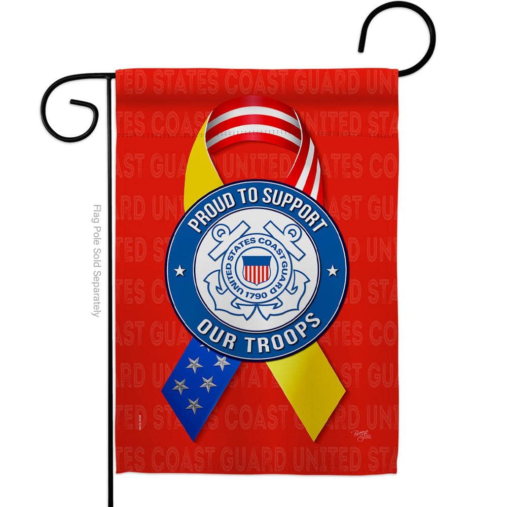 Breeze Decor 13 in. x 18.5 in. Support Coast Guard Troops Garden Flag Double-Sided Armed Forces Decorative Vertical Flags