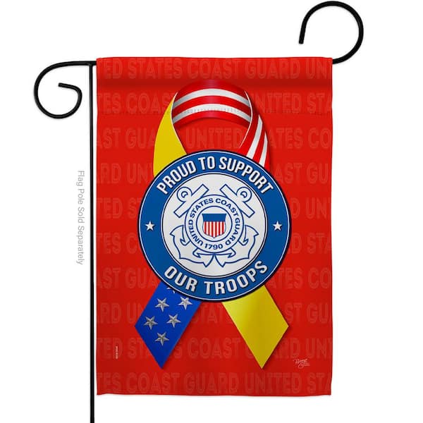 Breeze Decor 13 in. x 18.5 in. Support Coast Guard Troops Garden Flag Double-Sided Armed Forces Decorative Vertical Flags