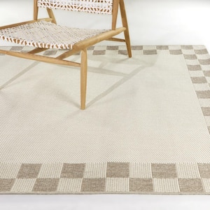Tabor Tan 8 ft. x 10 ft.  Checkered Indoor/Outdoor Area Rug