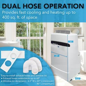 6,884 BTU SACC Portable Air Conditioner ARC-12SDH Cools 400 Sq. Ft. with Heater, Dehumidifier, Remote, filter in White