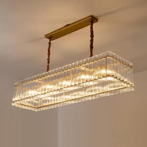 Modern Chandelier 54 in. 10-Lights Luxury Linear Gold Chandelier for Dining Room, Kitchen Island, Living Room